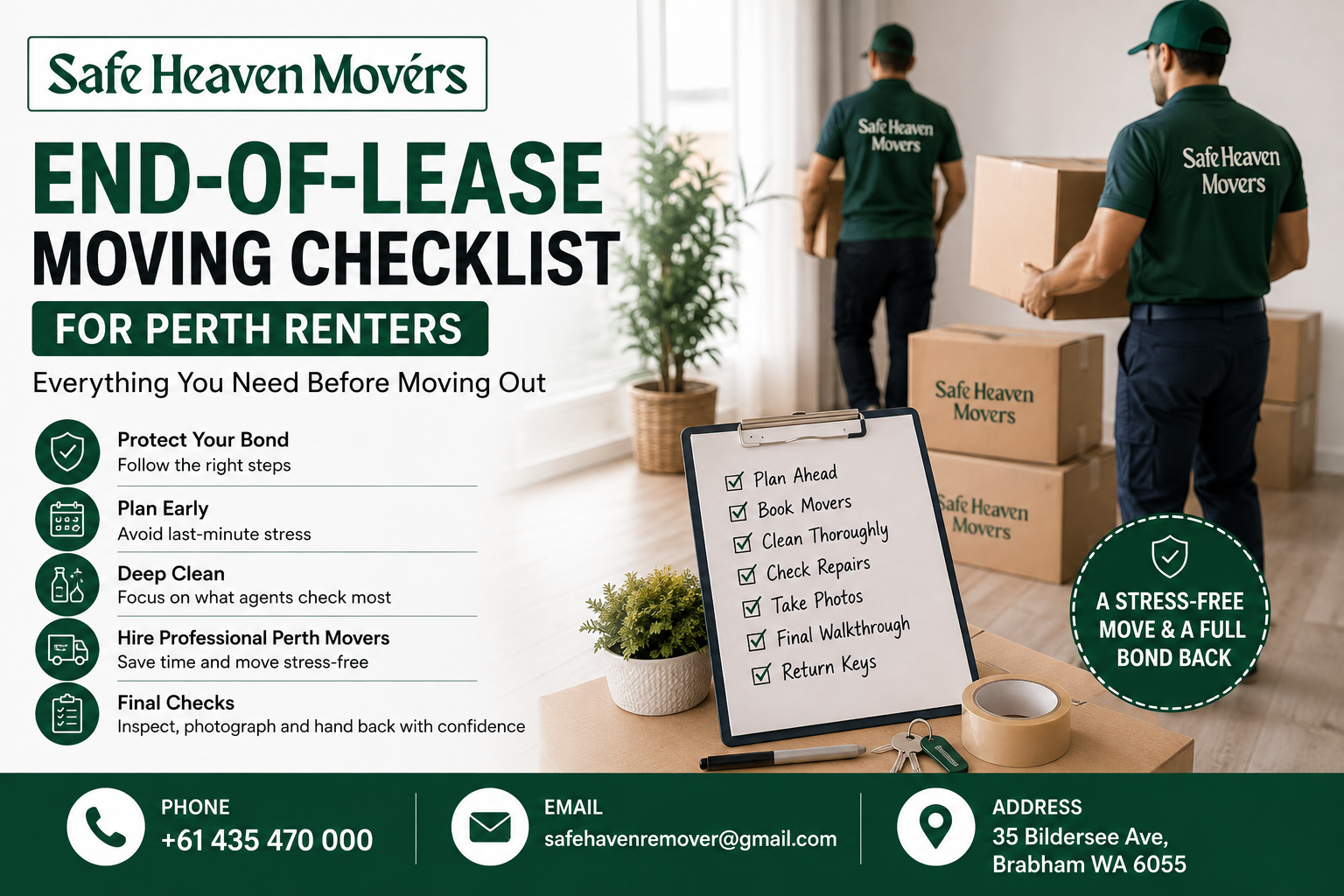 End of Lease Moving Perth: Complete Checklist | Safe Heaven Movers